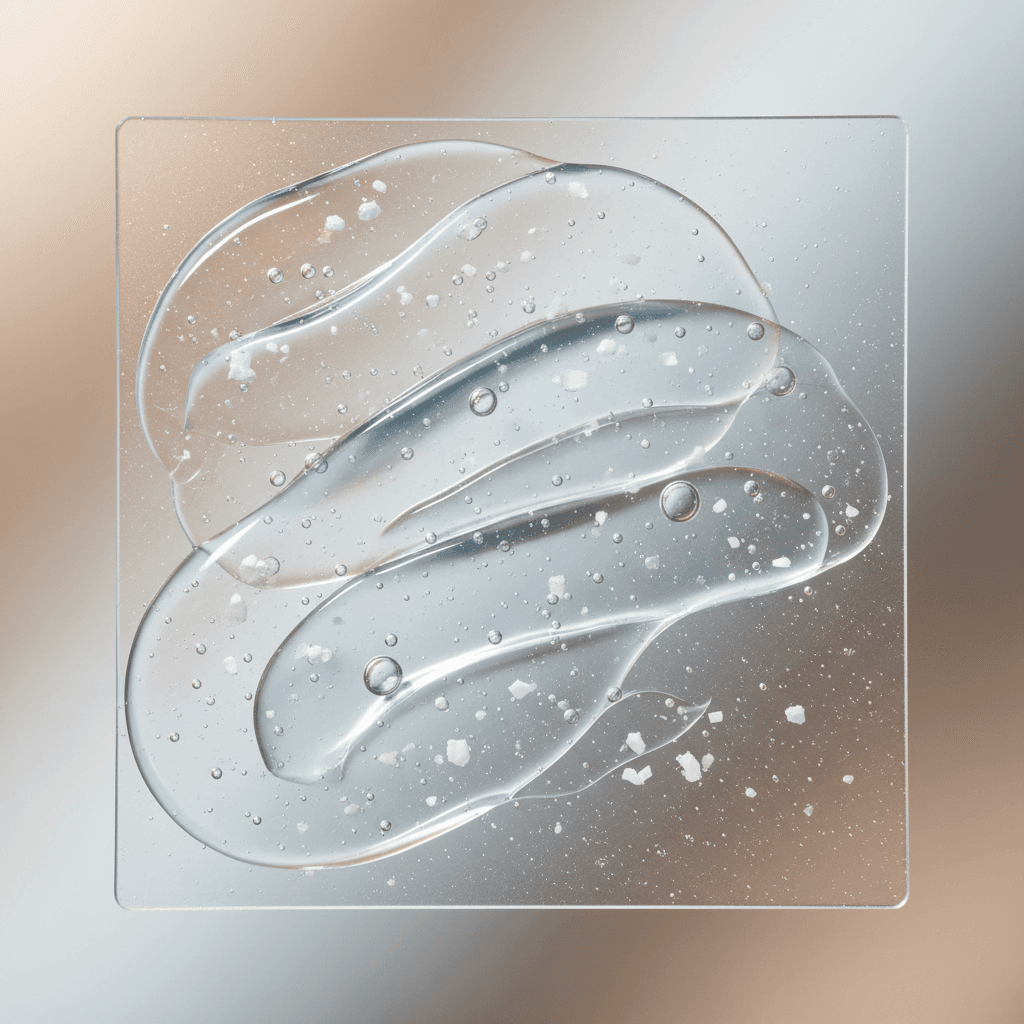 Extreme close-up of skincare product texture and consistency with macro-level detail and clarity